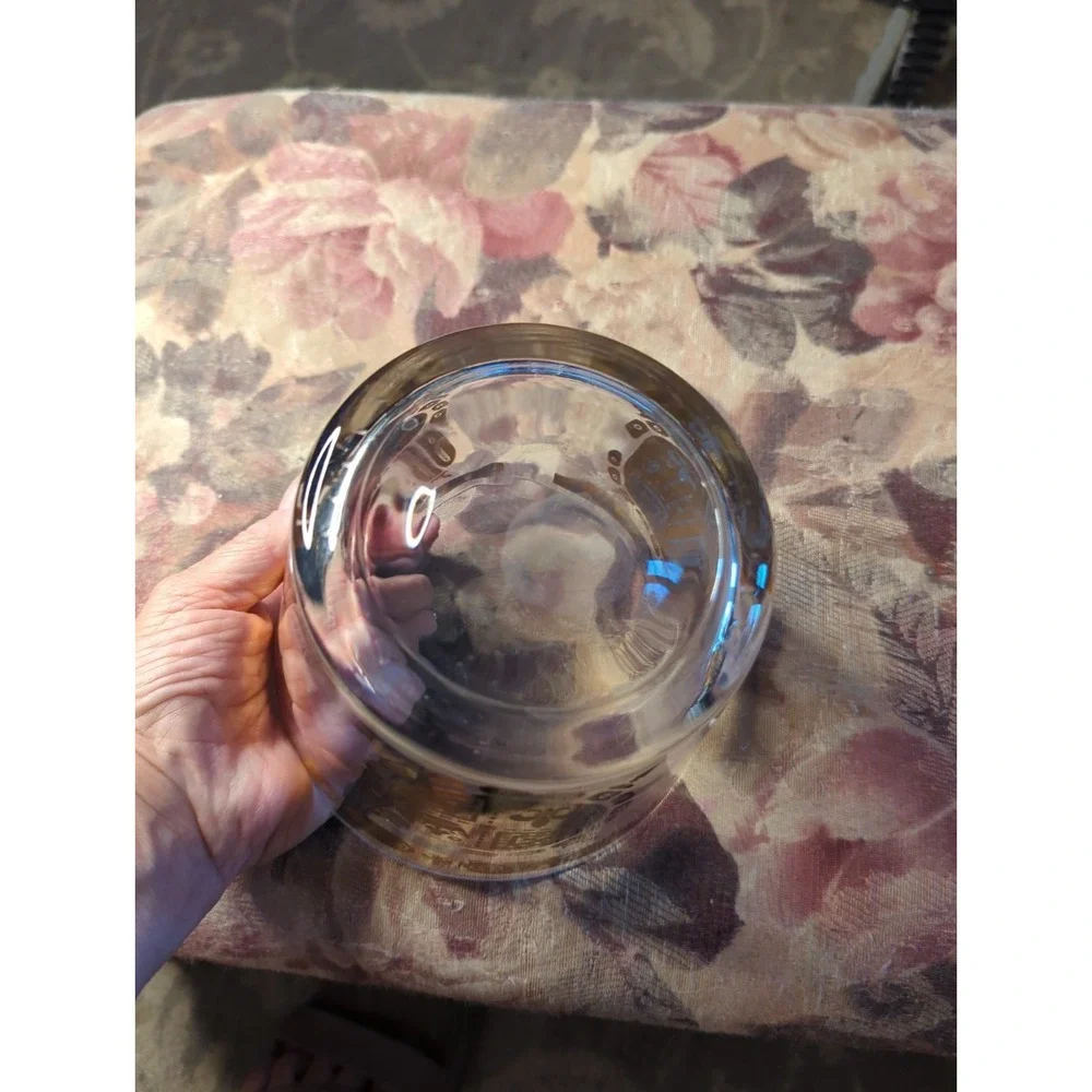 MCM Signed Vito Bari Glass Ice Bucket 22K Gold Vintage